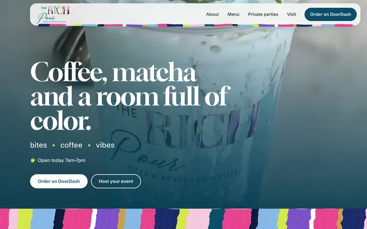 Homepage of The Rich Pour